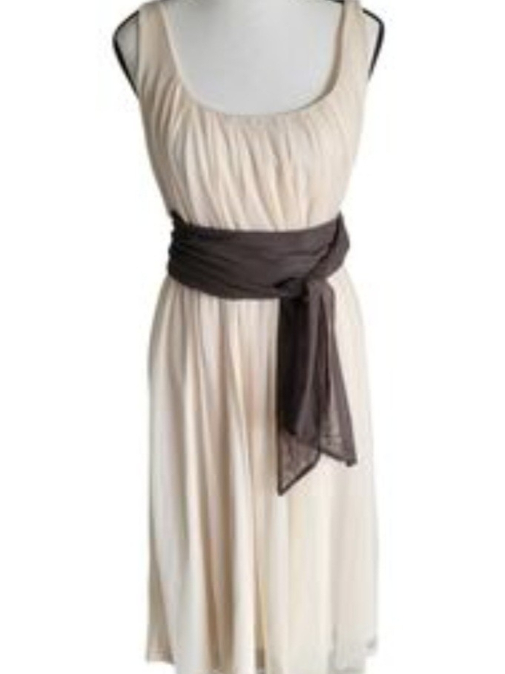 Vince Camuto Blush Sleeveless Midi Dress with Brown Waist Sash